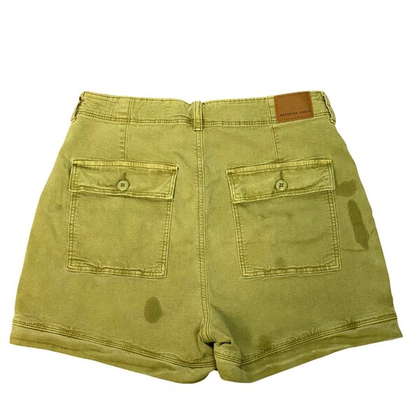 American Eagle High Rise 90s Boyfriend Khaki Green Cargo Utility Shorts Size 10 - Picture 2 of 5